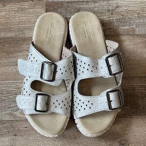 Ilse Jacobsen White and silver Double Buckle Sandals size 39